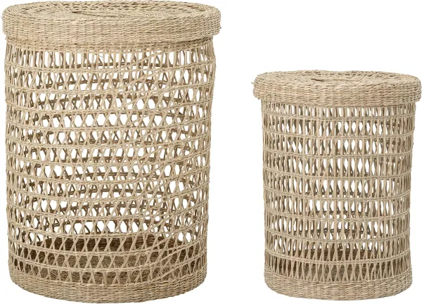 Connie, Kurv med lokk, Sjøgress (Sett á 2 stk.)