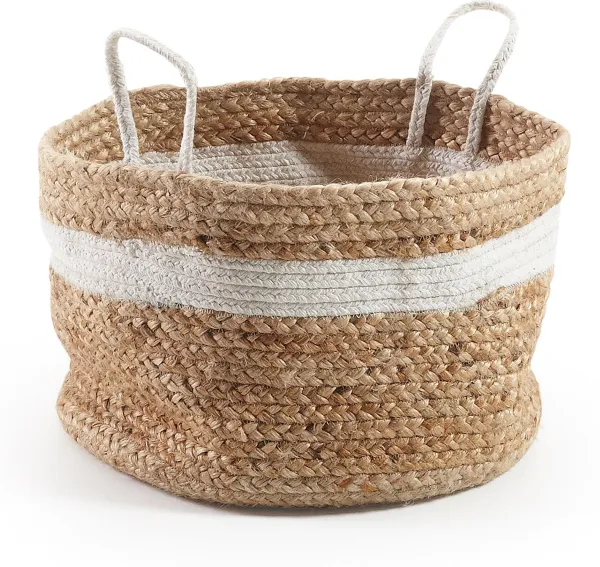 Saht, Kurv, natur/hvit, H30x40x40 cm